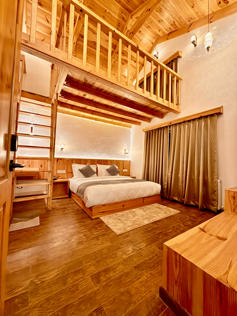Modern bathroom facilities at Doodhpathri Meadow's luxury cottage